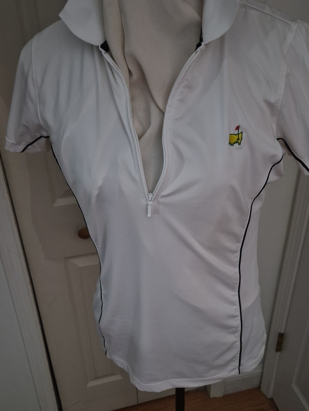 Masters  White Short-Sleeve Button-Down Polo with Golf Crest